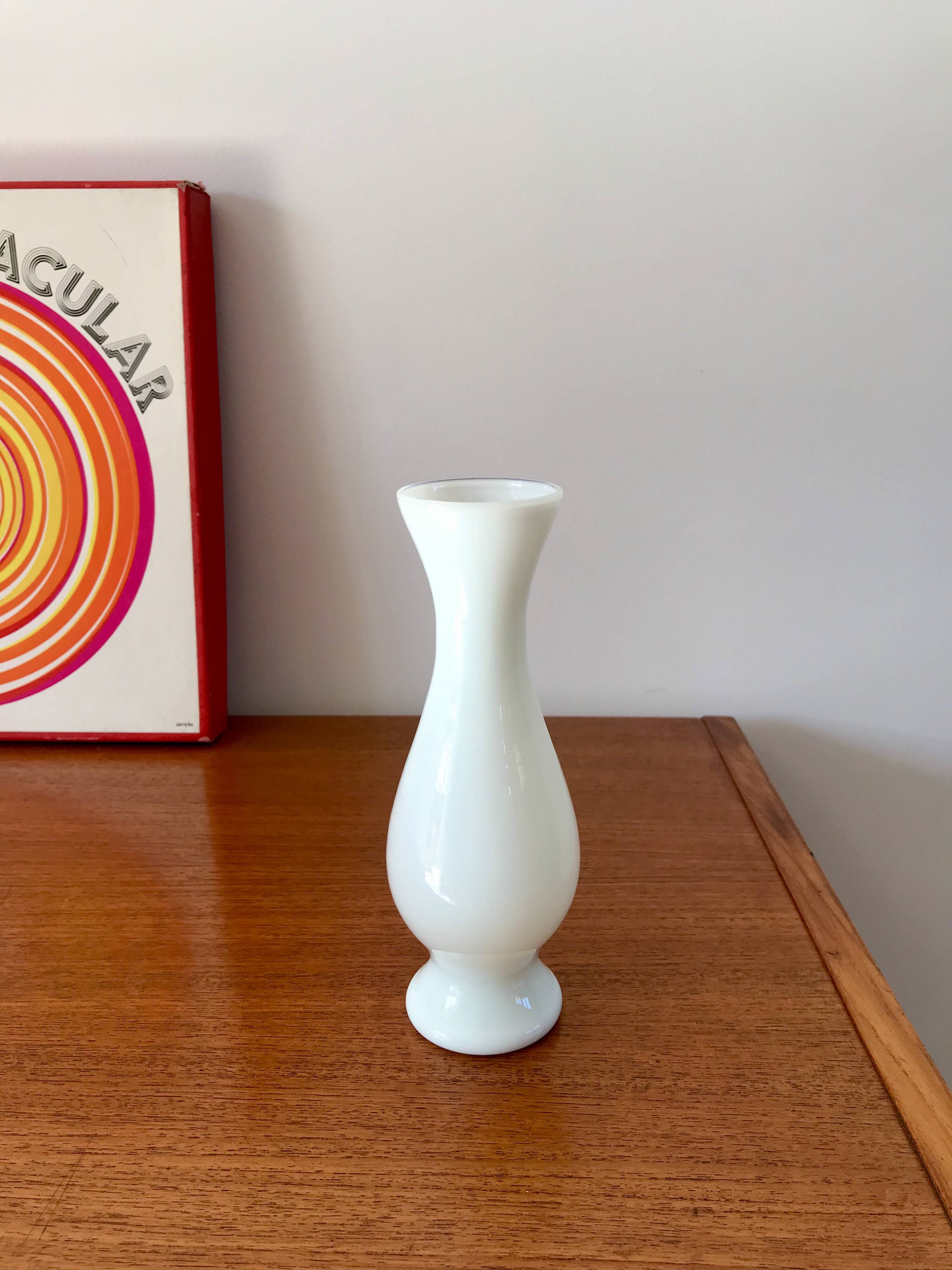 white opaline vase design from the 50s
