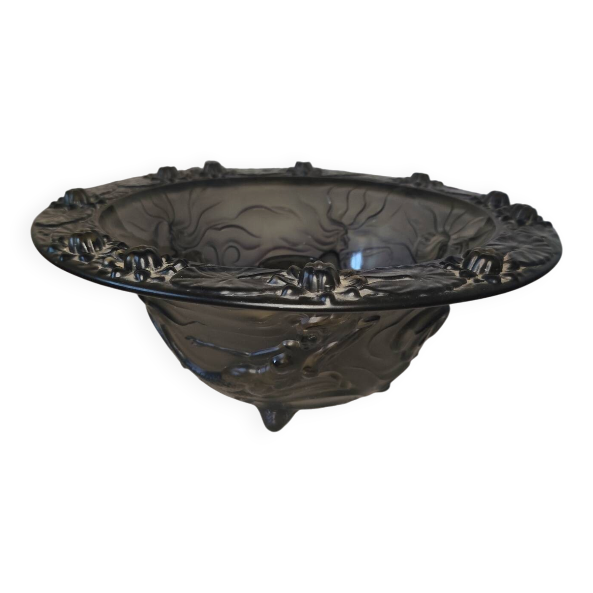 Vasque, vase pique-fleurs Art déco en verre