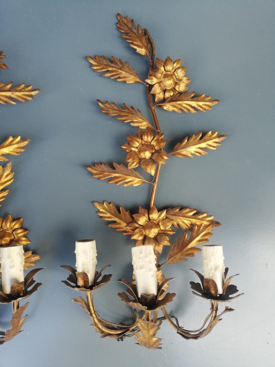 Pair of metal wall lamps