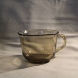 Set of 5 smoked glass cups from the 70s