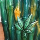 Cache pot barbotine Orchies forme bambou vintage