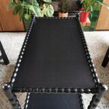 Vintage black rolling serving cart