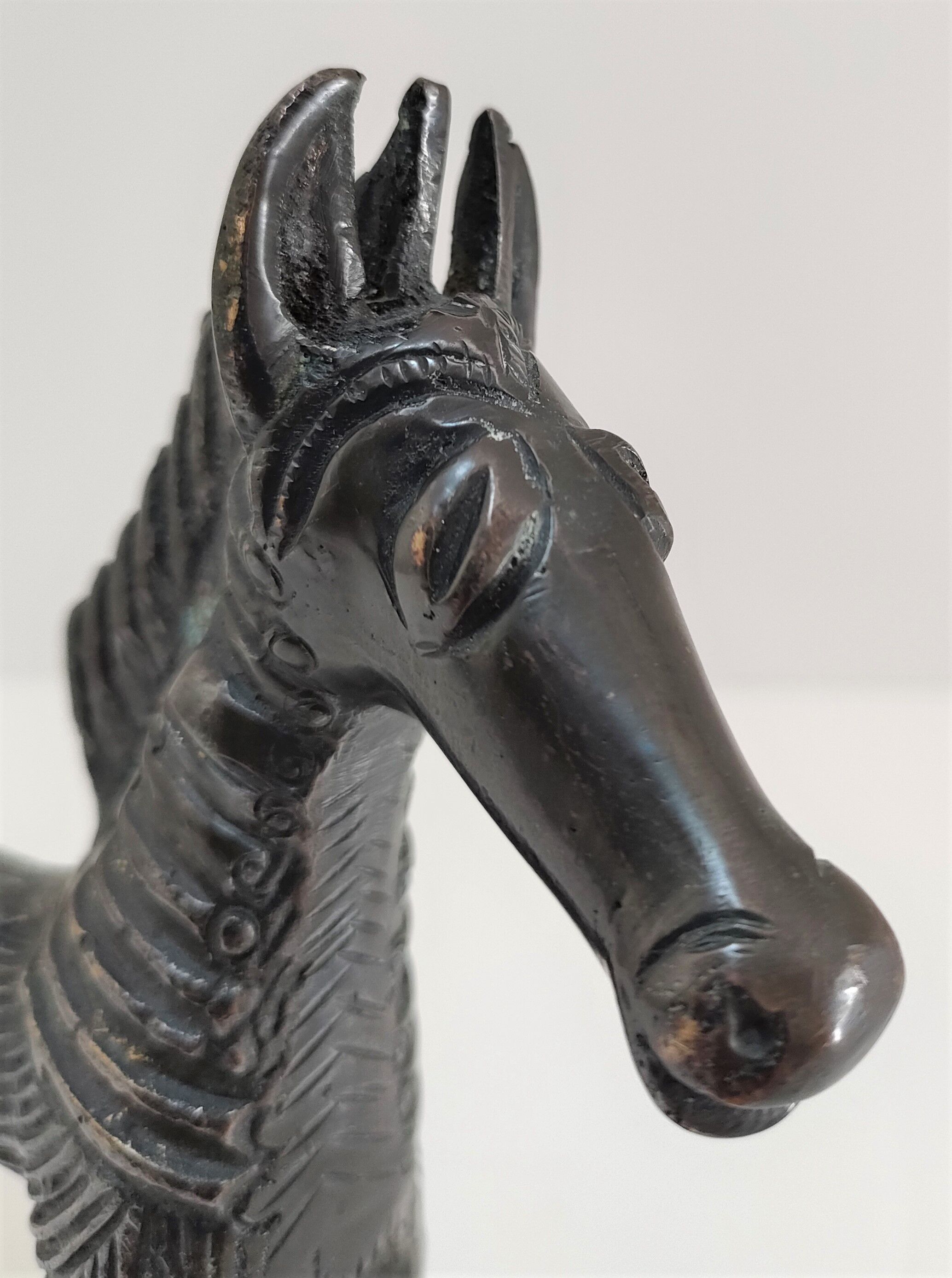 Horse sculptural brass solid patina black design