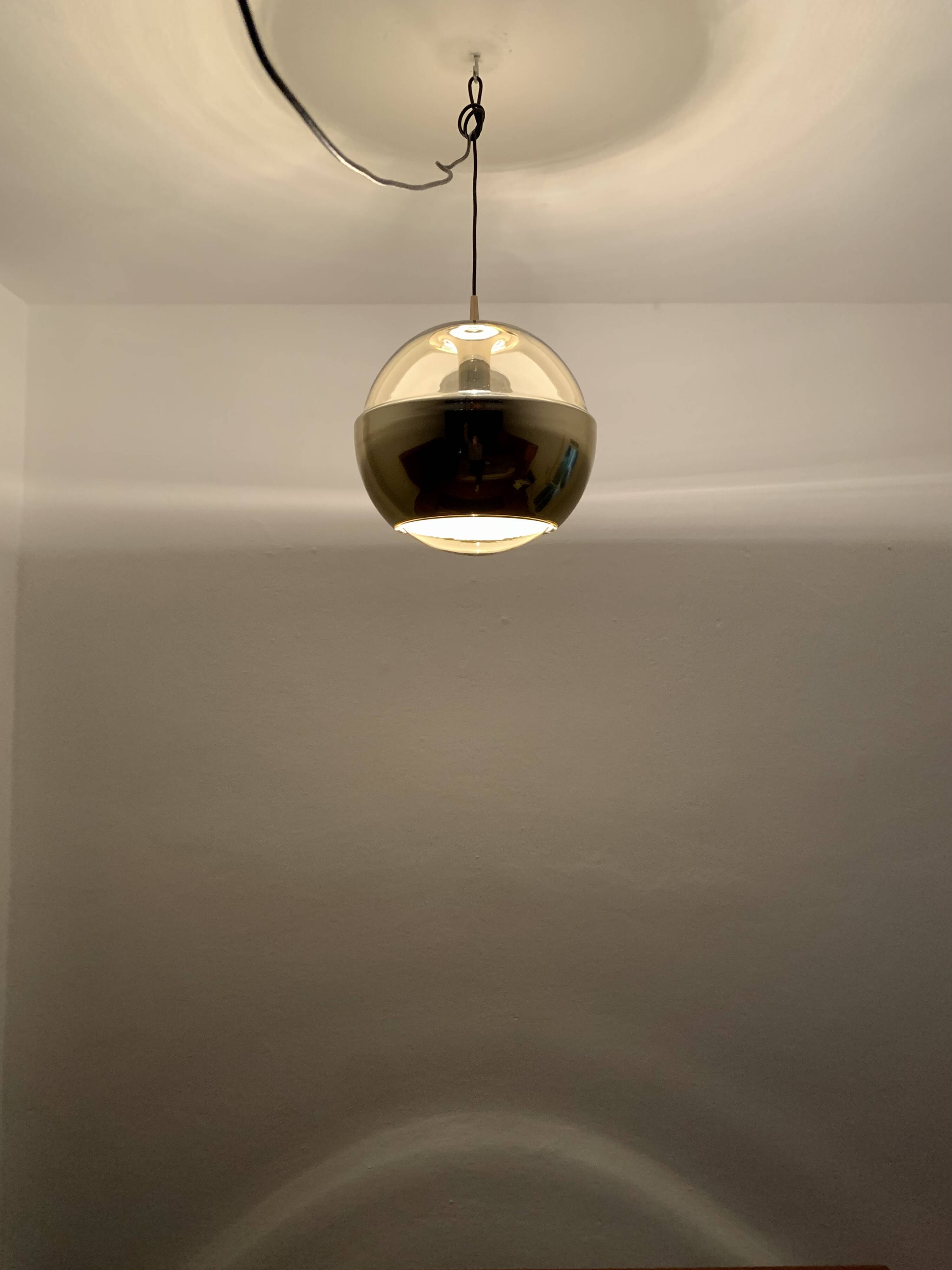 Golden Space Age Glass Pendant Lamp by Peill and Putzler