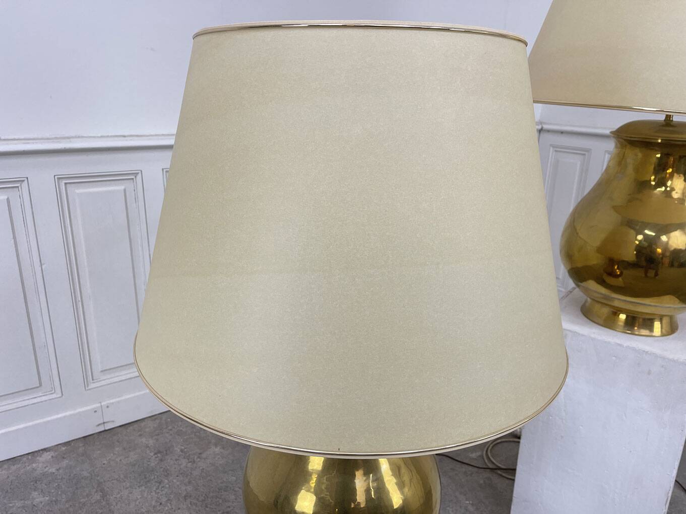 Pair of large vintage brass lamps