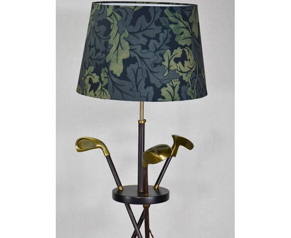 Lamppost Club Of Golf Annees 70 Leather Wood And Brass Selency Golf Club Annees 70 Leather Wood, Golf Club Floor Lamp