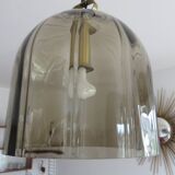 PEILL & PUTZLER pendant light in smoked glass and brass from the 70s
