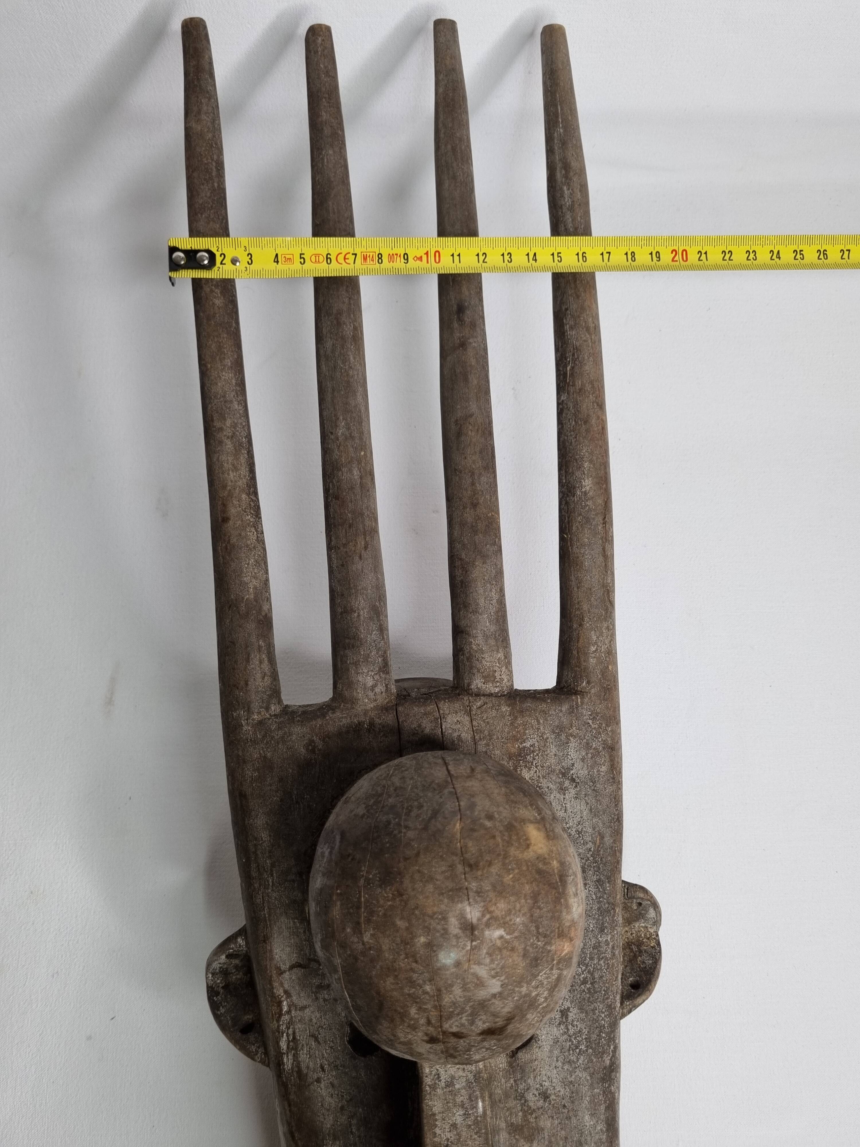 N'Tomo Bambara Mask, Mali, Carved Wood, Antique Patina, 20th Century, 64 cm