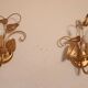 Shabby Wandlampe vergoldet Blattgold Kristallelemente Hollywood Regency 70s
