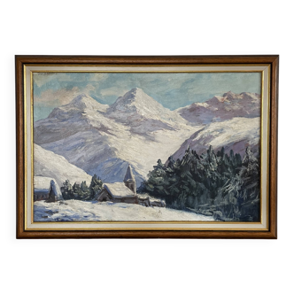 Paysage de Montagne et Neige signée XXème siècle