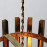 Vintage Italian Brass Cage Pendant Lamps, 1970s, set of 2