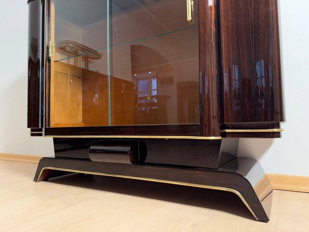 Art Deco Sideboard with Vitrine in Macassar Ebony & Maple, Paris, 1930s