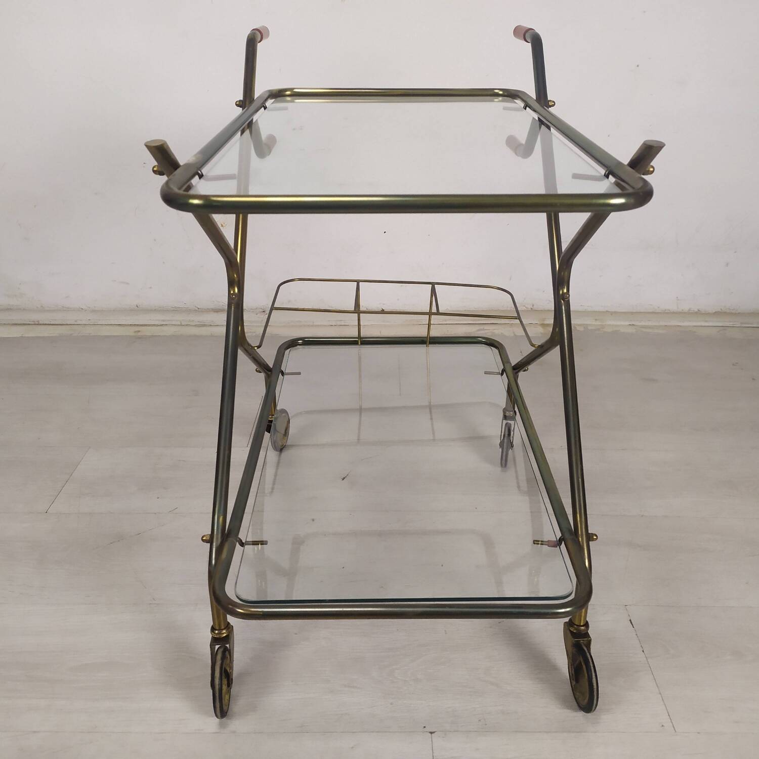 Vintage brass rolling cart