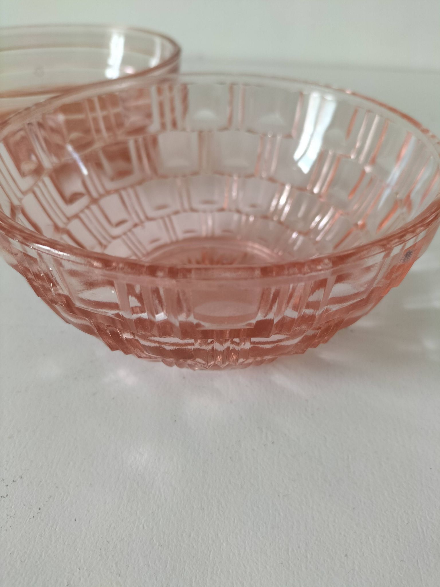 Duo coupelles verre pressé rose orangé