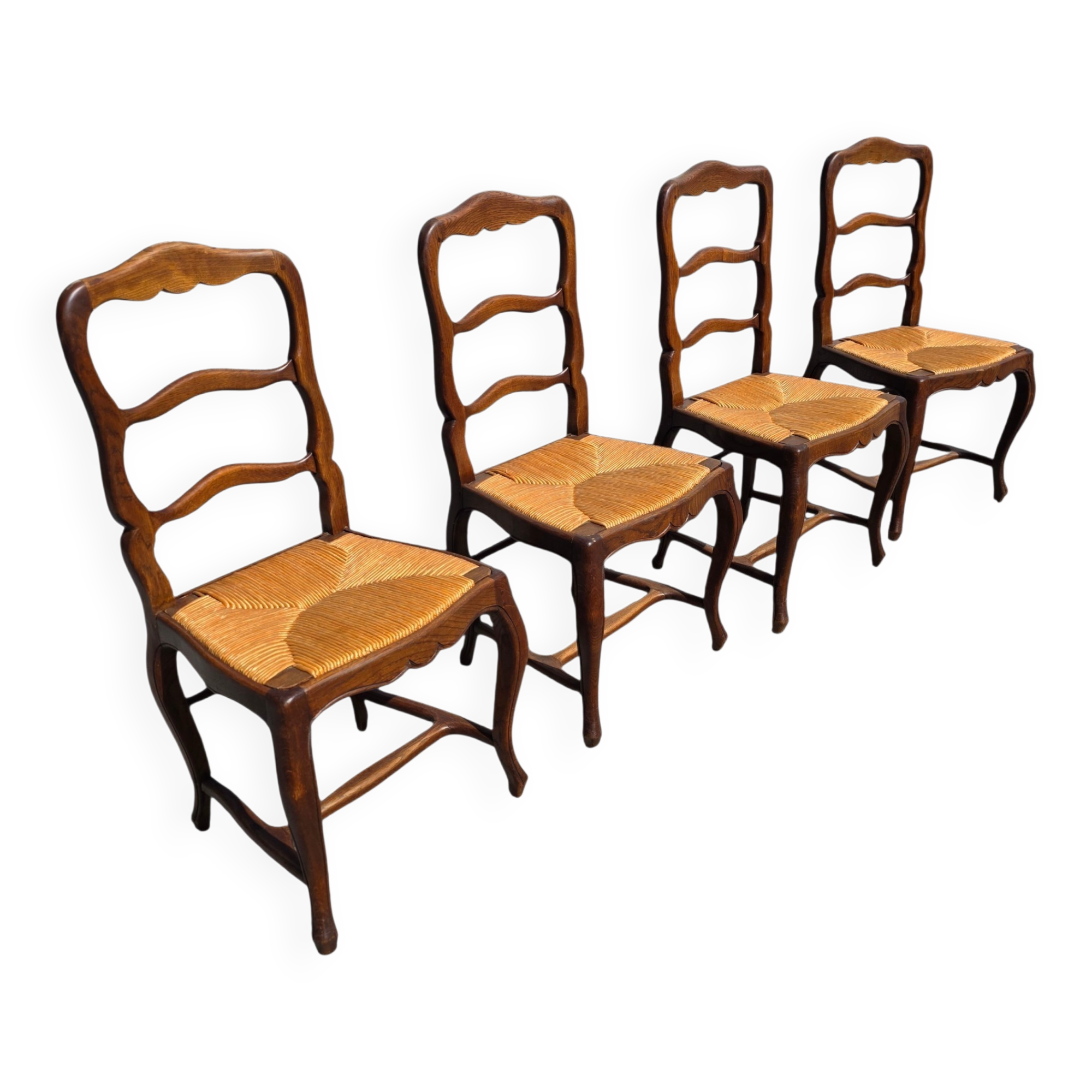 4 Louis XV style chairs in solid oak