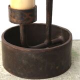 Impressive wrought iron candlestick by Leopold Gest, 1950s.