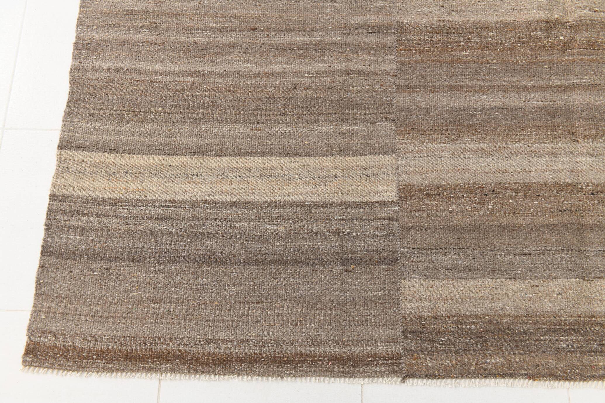 7x10 Light Brown Anatolian Flatweave Vintage Kilim Rug, 225x309 Cm