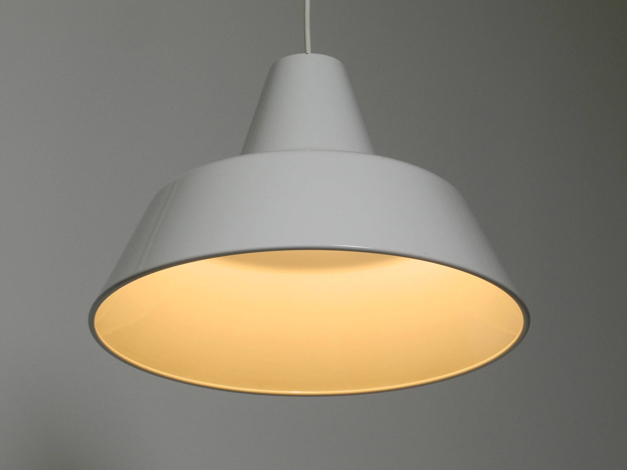 Two 50s metal enamel ceiling lamps by Axel Wedel Madsen for Louis Poulsen