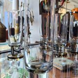 Set of 6 smoked champagne flutes Vintage 1970