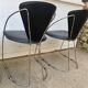 4 Linda armchairs by Arrben in black leather and chrome steel, 1980