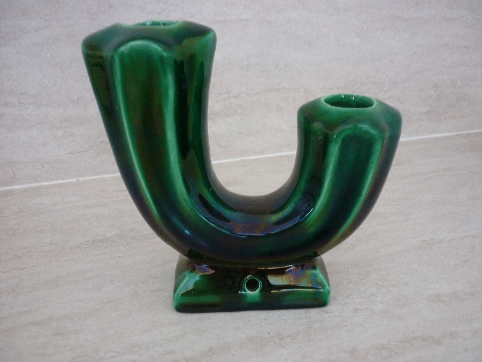 Vintage stylized cactus green candle holder