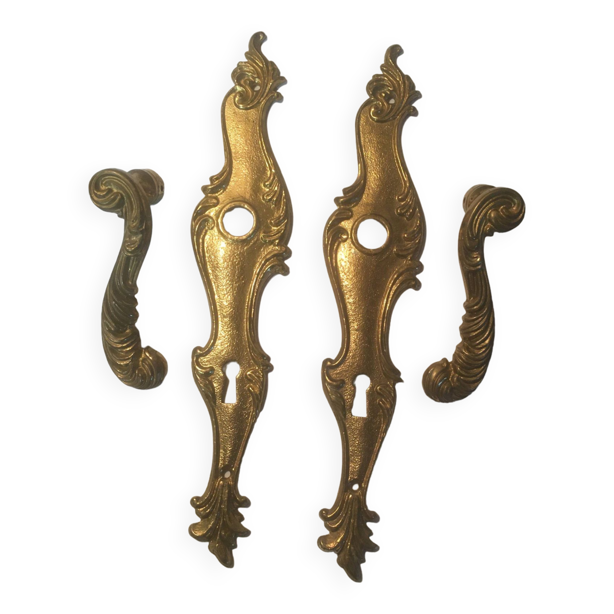 Louis xv style brass crutches and plaques