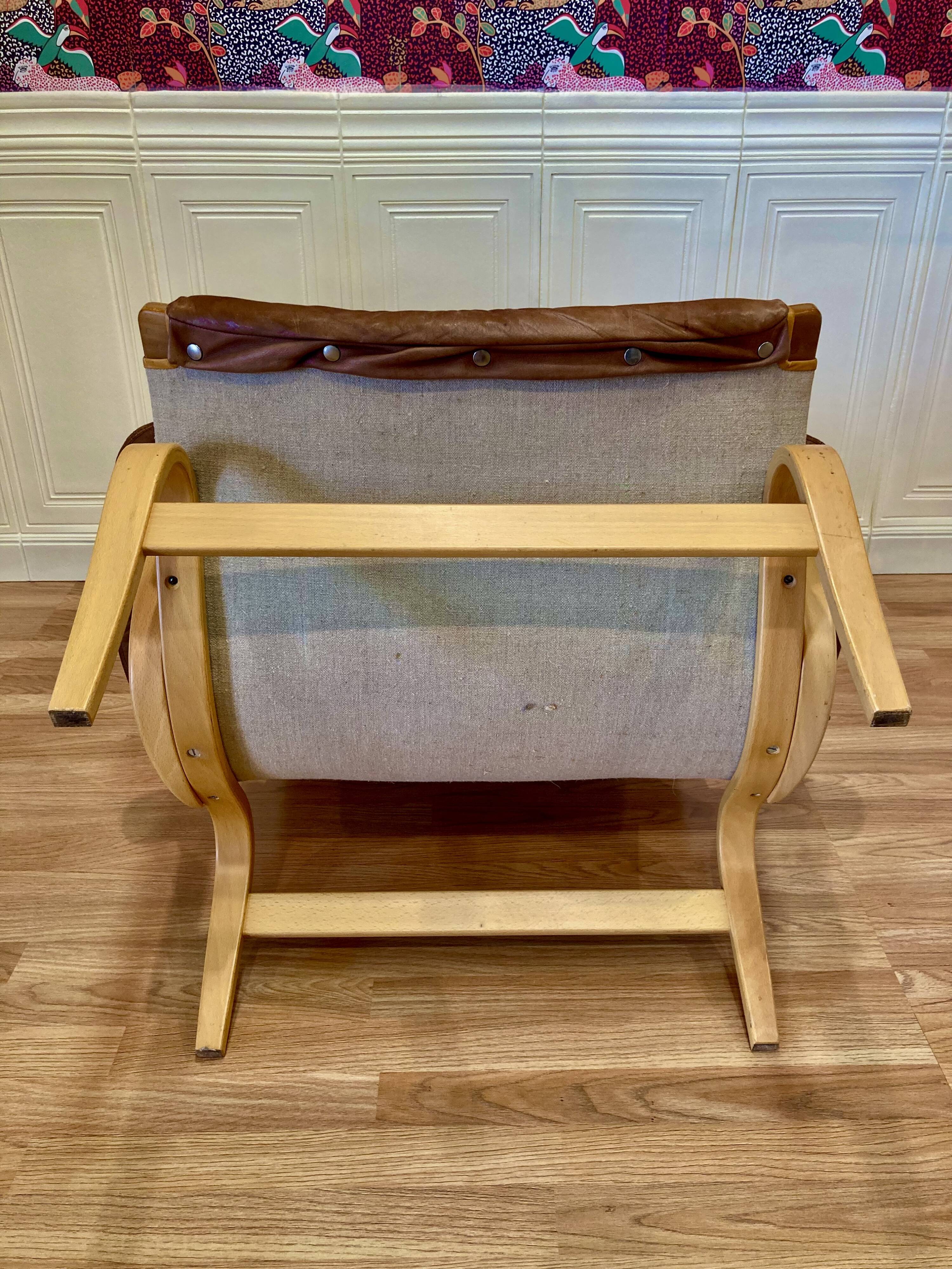 "Pernilla" armchair leather "Bruno Mathsson" 1960.