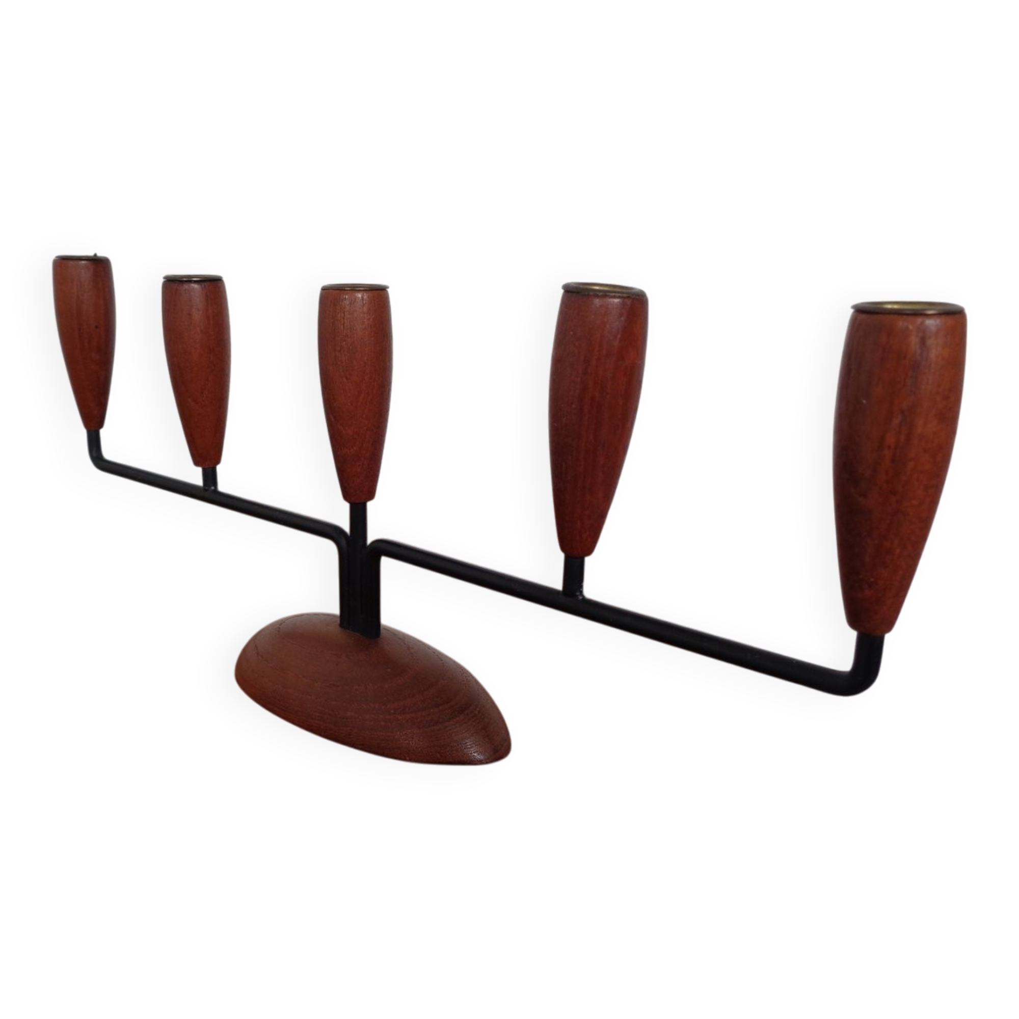 Danish Filigree Teak Candleholders, 1960s, Set of 2