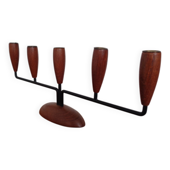 Danish Filigree Teak Candleholders, 1960s, Set of 2