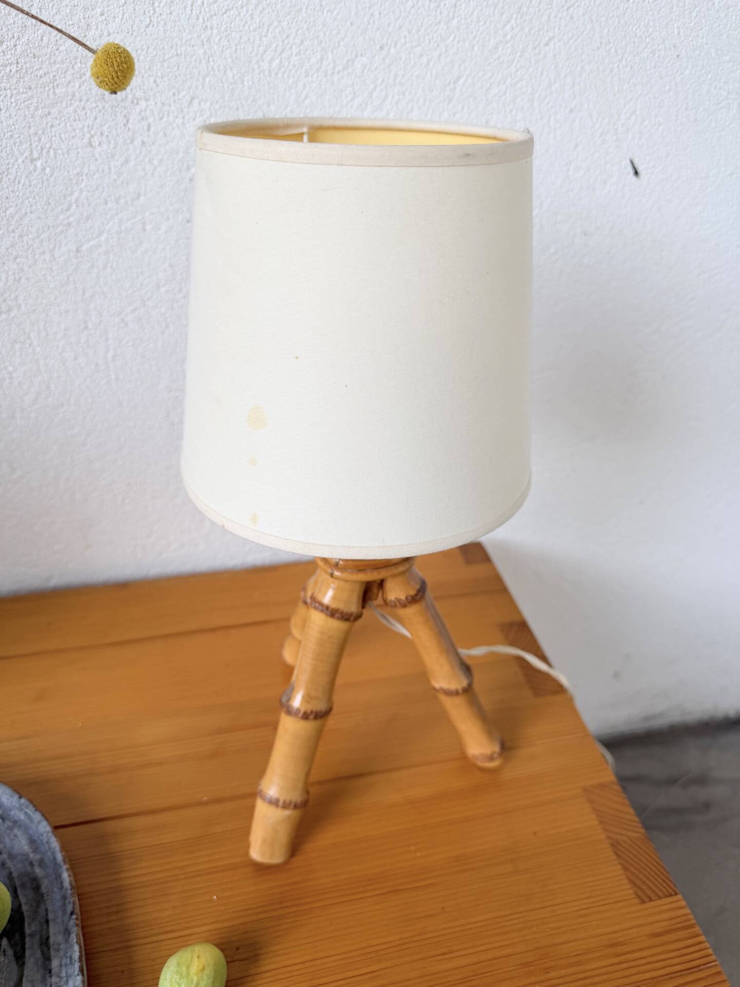 1960s rattan desk or table lamp