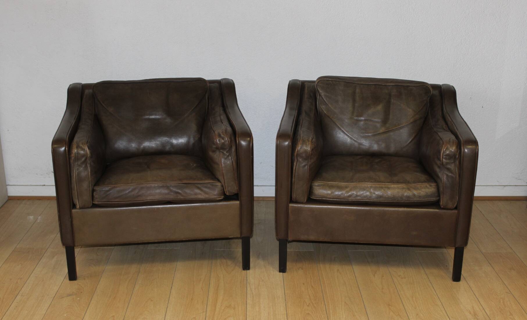 Pair of leather armchairs by Borge Mogensen circa 1970