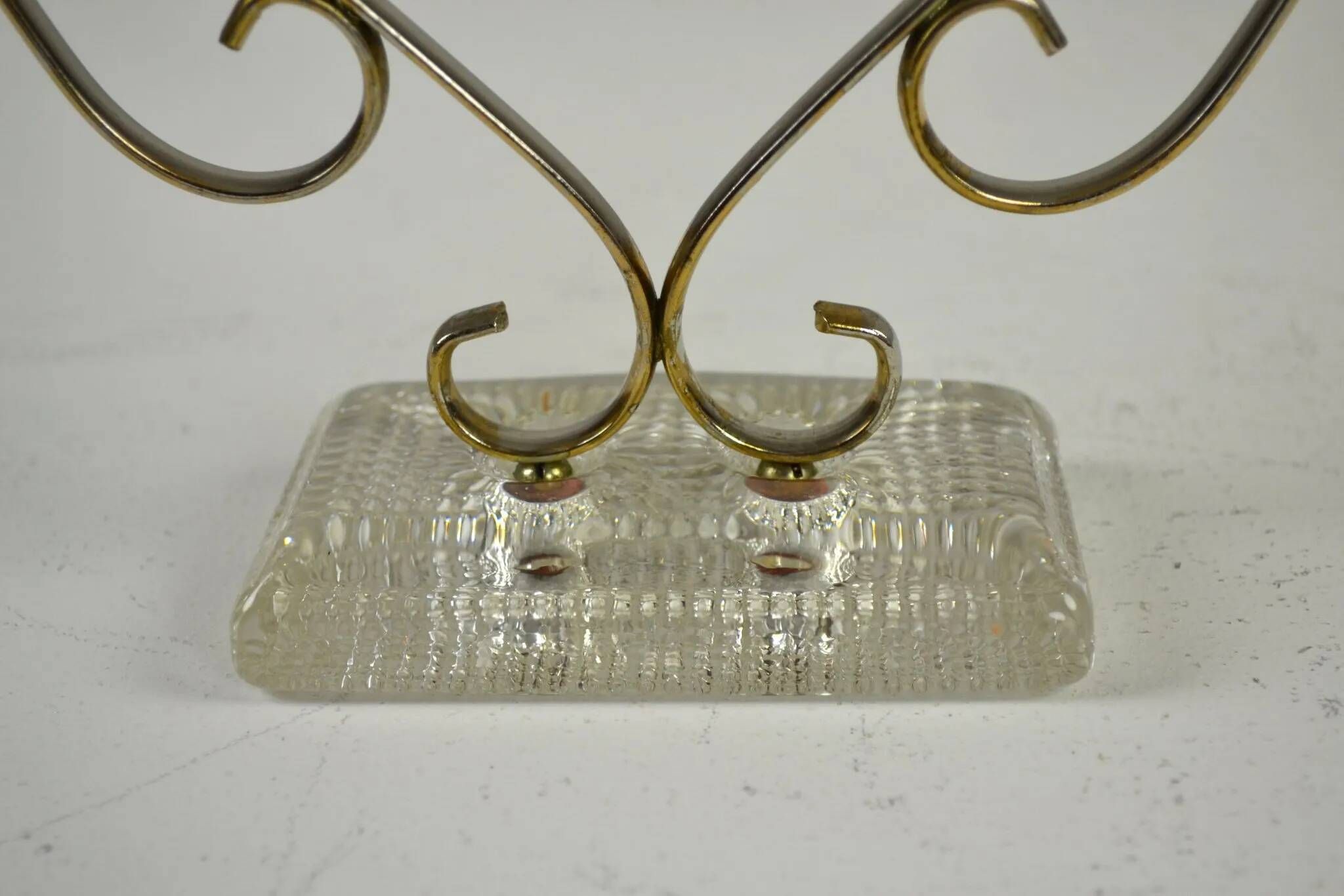 Brass Candelabra with Art Glass Base by Gunnar Ander for Ystad-Metall, Sweden, 1950s