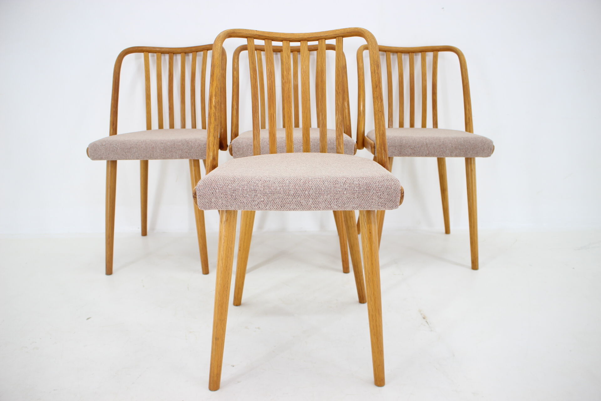1970s Antonin Suman Set of 4 Oak Dining Chairs, Czechoslovakia