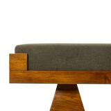 Bench in ash and green mohair velvet. Contemporary.