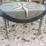 Oval campaign table with stolen solid wood