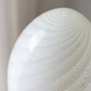 Murano Glass Mushroom Table Lamp with silver accents, black-and-white swirl, Space Age 1970s