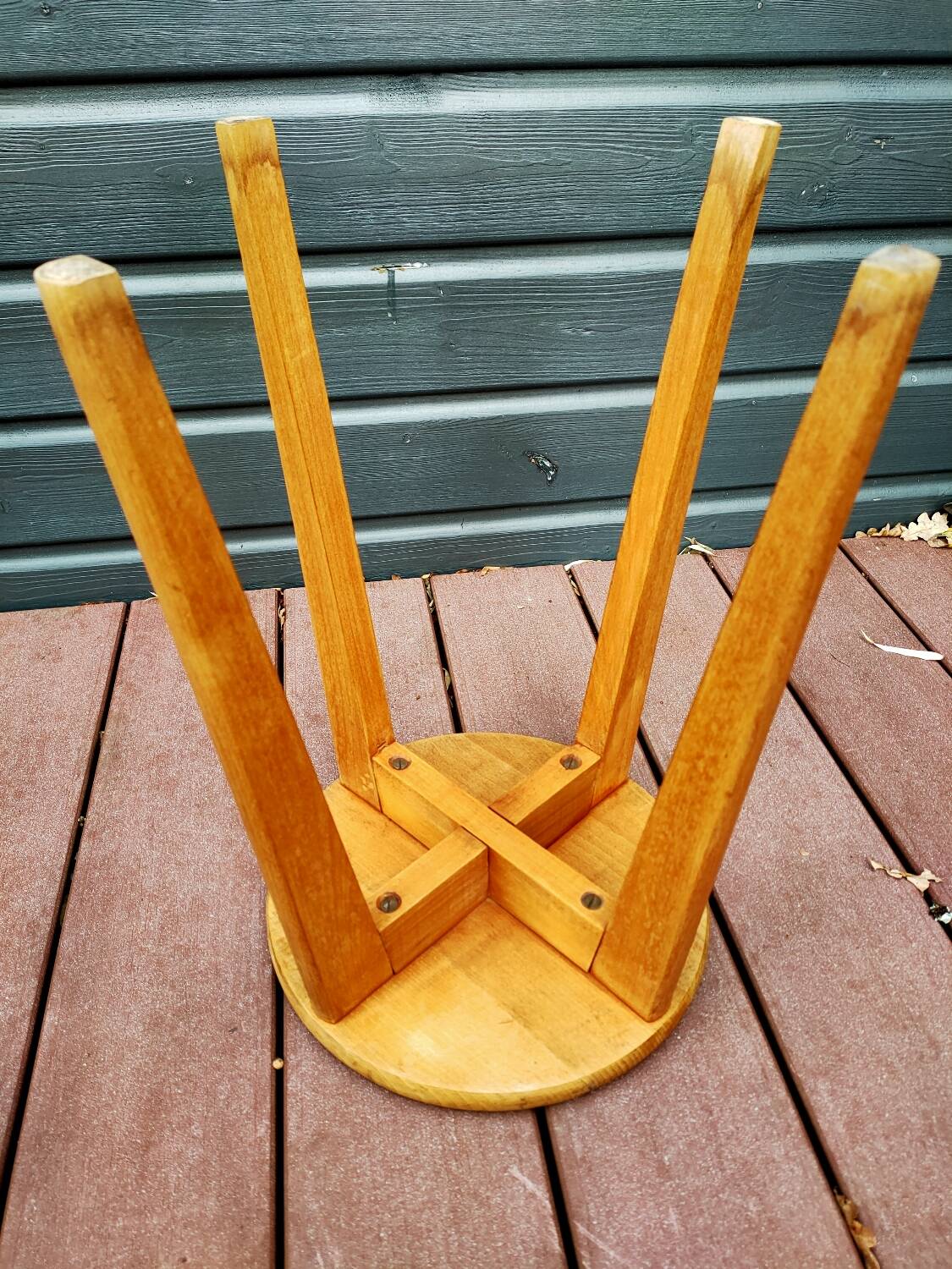 Vintage beech compass foot stool