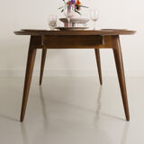 Custom-made solid walnut dining table with 4 extensions, for 6 to 16 people