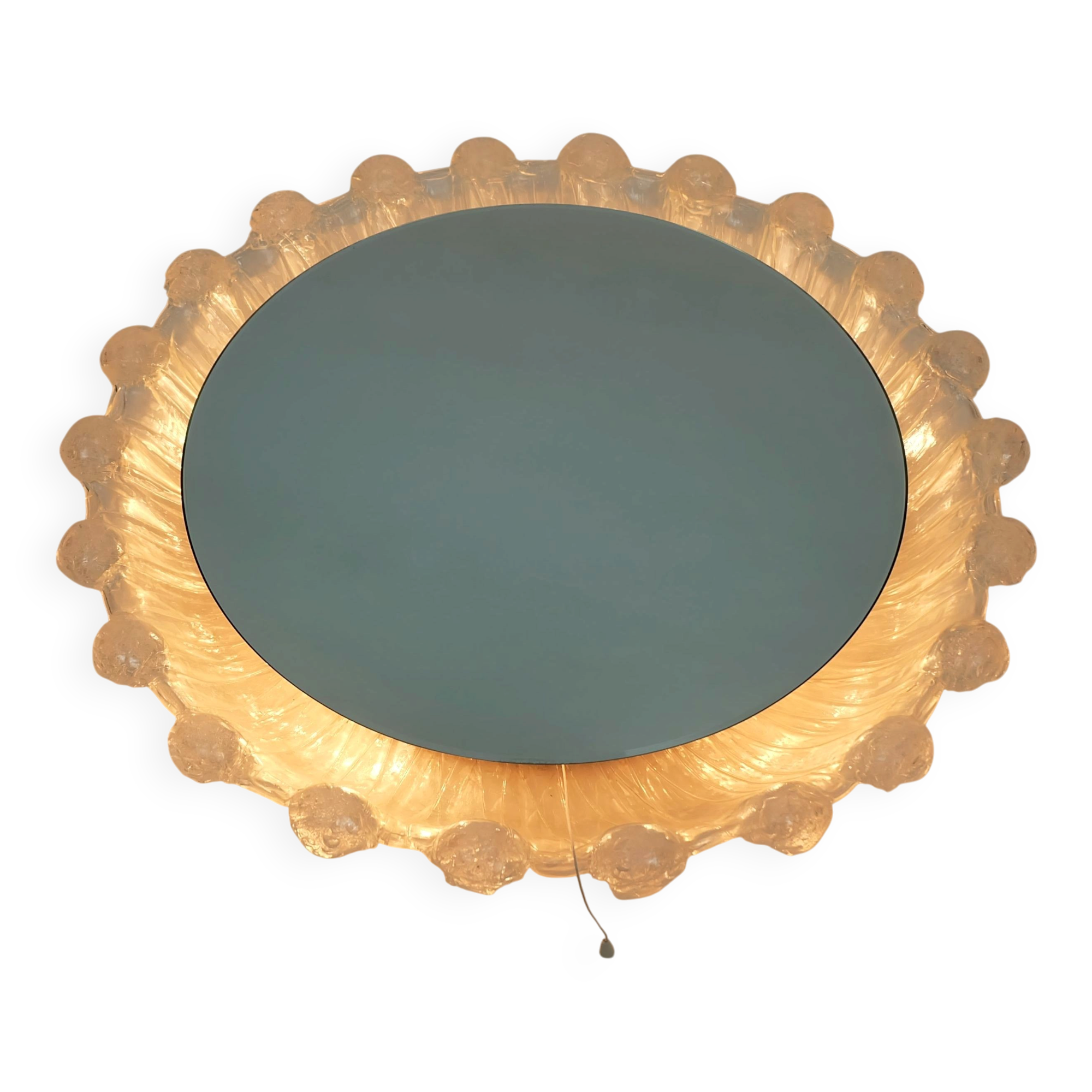 back lit wall MIRROR by schöninger acrylic frame ice glass decor 1960s 1970