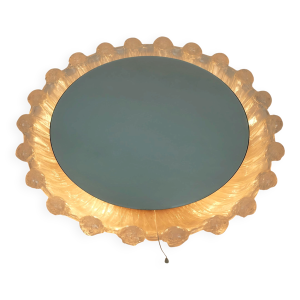 Miroir rétroéclairé par schöninger cadre en acrylique verre glacé décor années 1960 1970