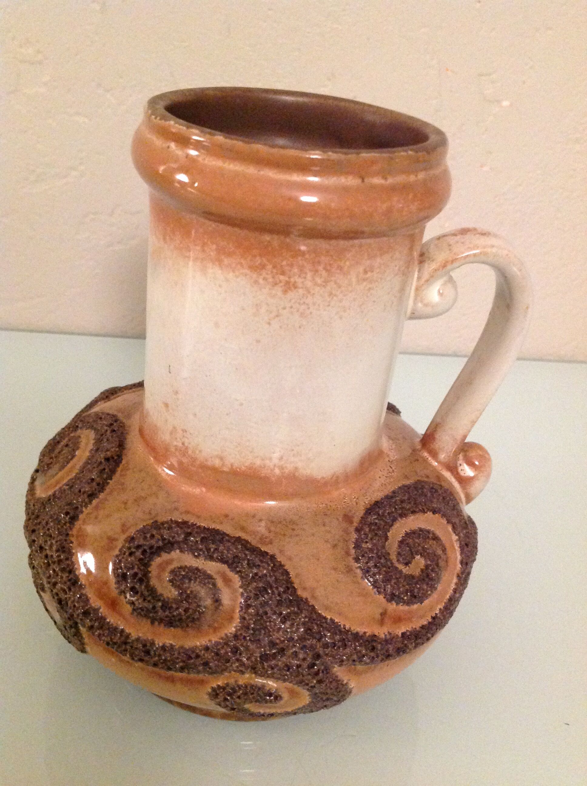 Fat Lava beige ceramic vase by Strehla West Germany vintage 60s-70s