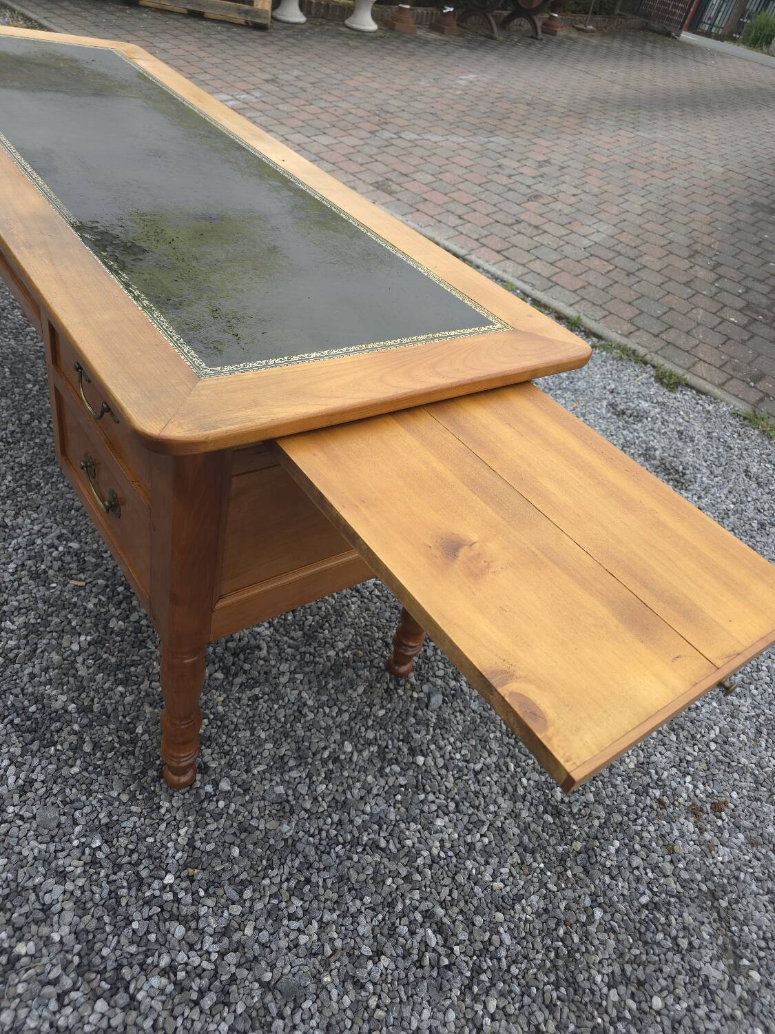 Solid cherry wood desk with leather top