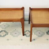 Pair of Mid-Century Stools in oliv leather