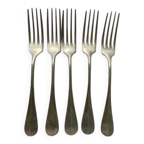 5 fourchettes en métal argenté Alfénide Christofle