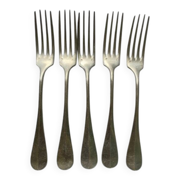 5 fourchettes en métal argenté Alfénide Christofle