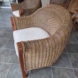 2 contemporary rattan armchairs