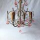 Vintage Murano drop pendant chandelier with pearl flower, 4 lights.