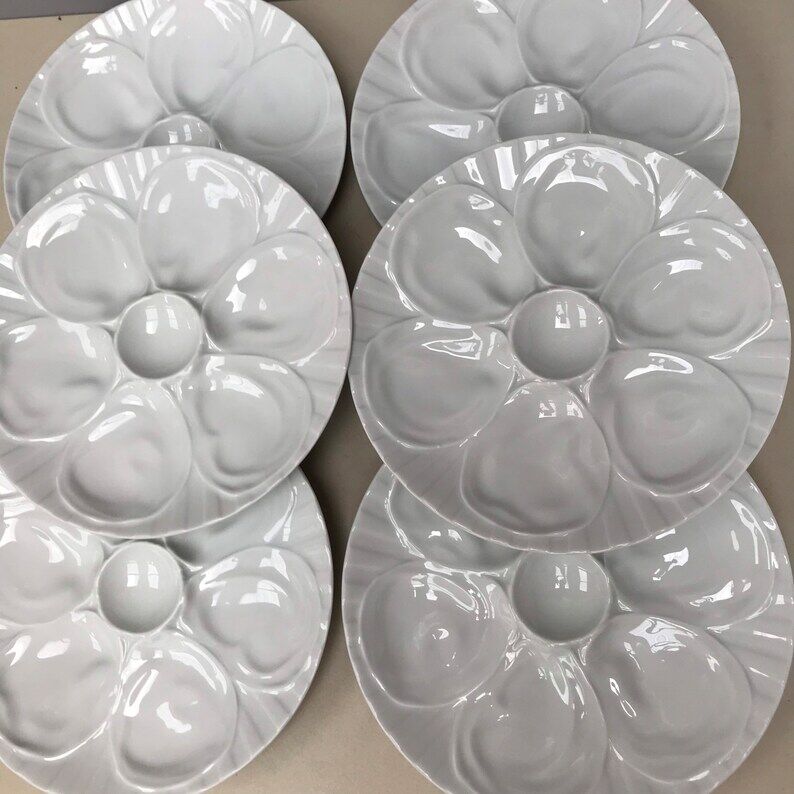 6 oyster plates white porcelain Pillivuyt