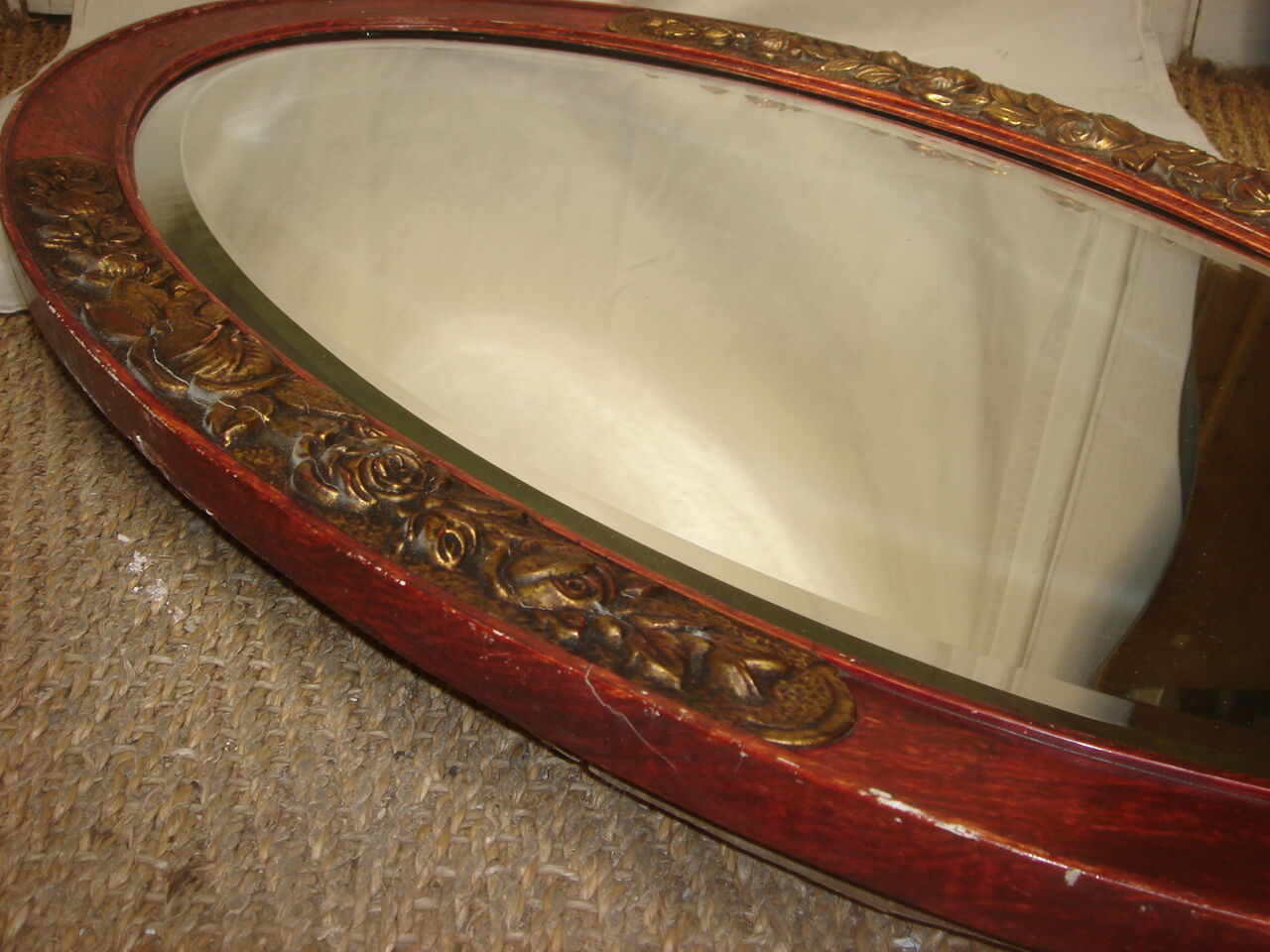 Art nouveau art deco oval mirror
