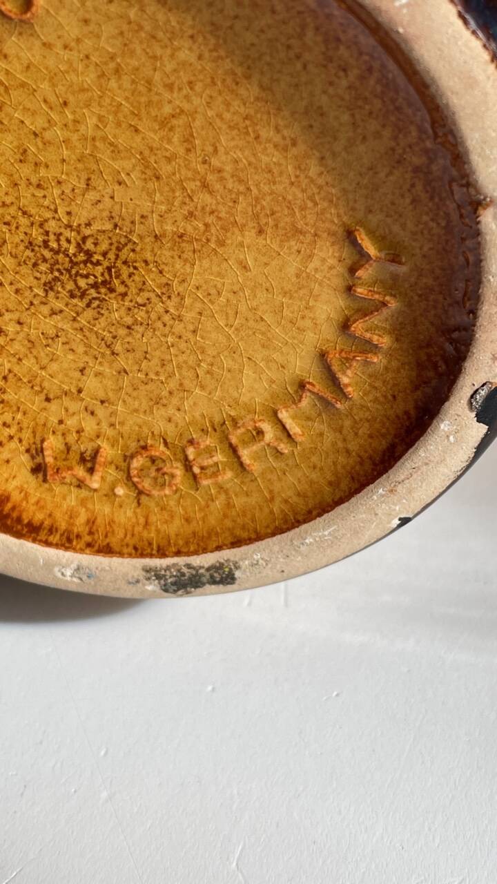 Vintage glazed ceramic amphora vase – west germany